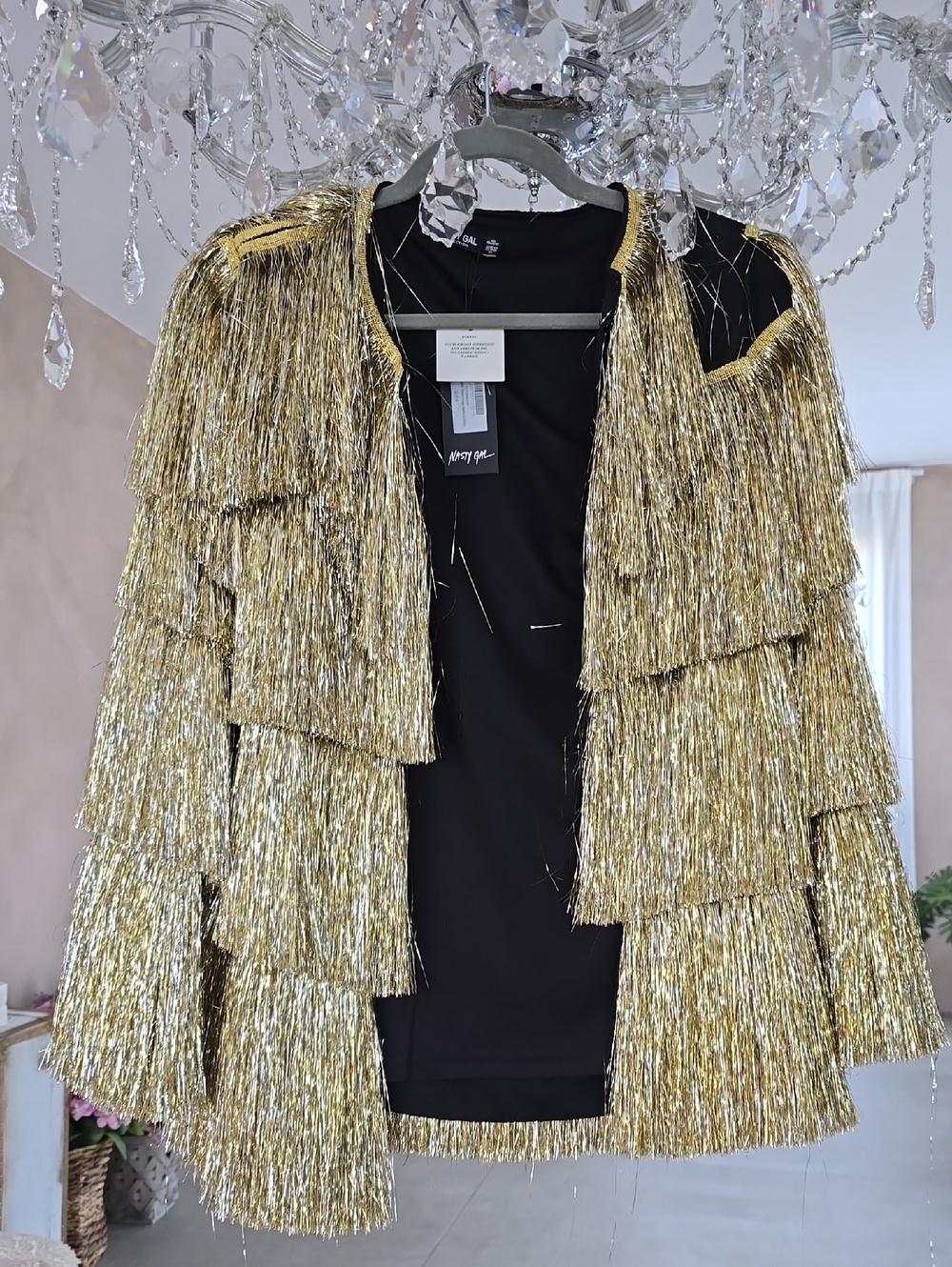 Nasty Gal Gold Fringe Tiered Jacket